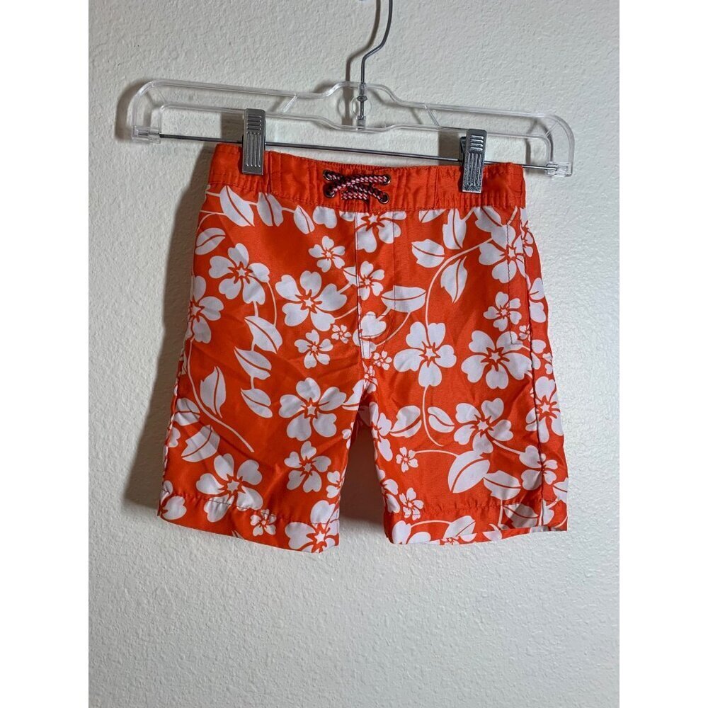 Appaman Hawaiian Print Boys Swim Shorts Trunks Size 3T Orange Beach Pool Summer